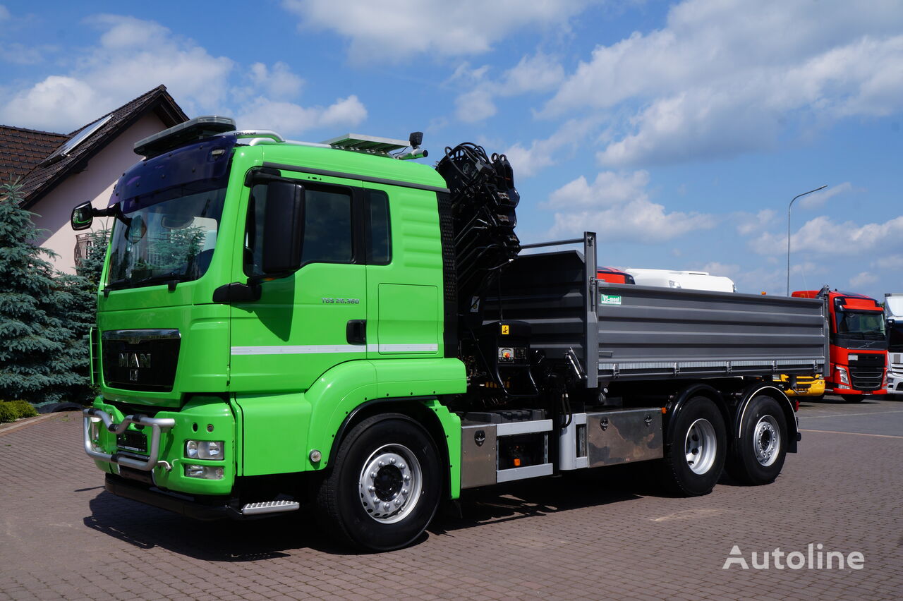 شاحنة قلابة MAN TGS 26.360 WYWROTKA 3S + ŻURAW DŹWIG HIAB XS 211 E-6 PILOT