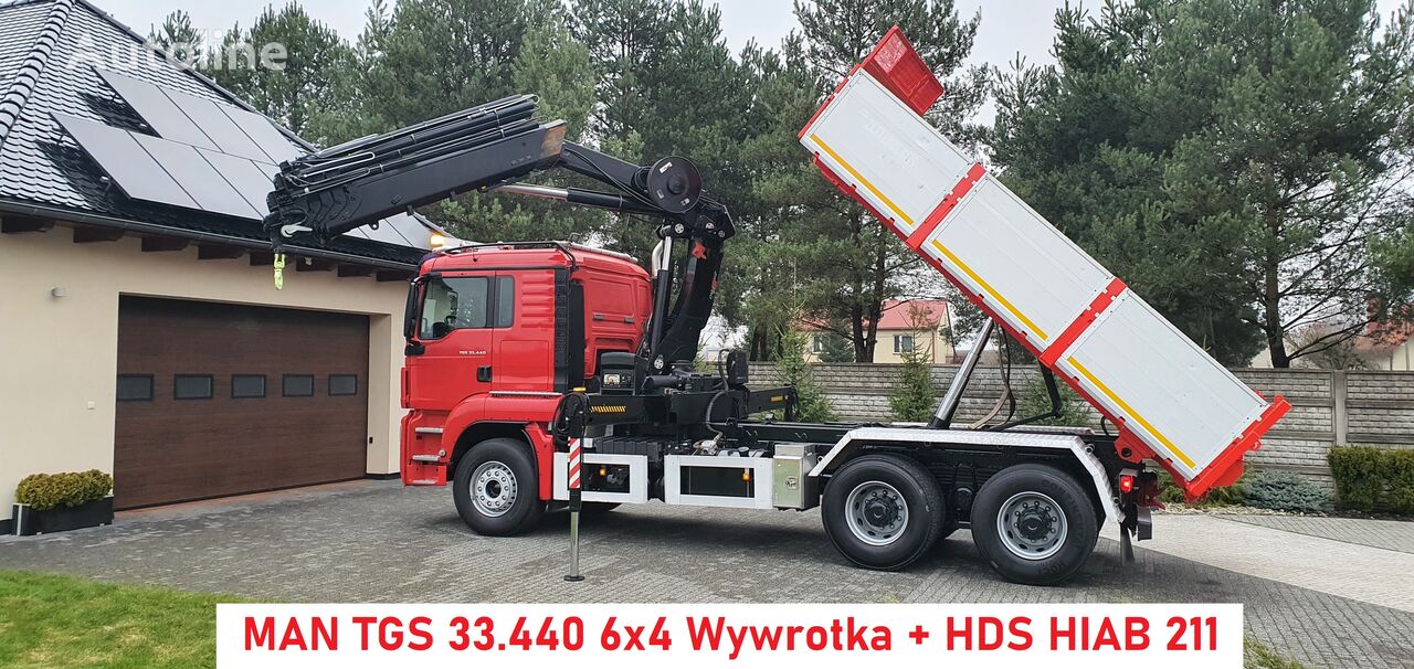 sklápěč MAN TGS 33.440 6X4 KIPER + HDS HIAB 211