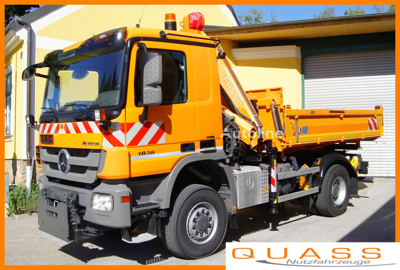 Camion-benne Mercedes-Benz ACTROS 1836/4x4/TÜV/FASSI 110/MEILLER/Winterdienst - Autoline