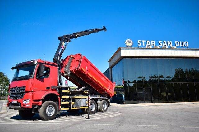 덤프 트럭 Mercedes-Benz AROCS 6x6 HMF 2120-K3 CRANE KIPPER EURO 6