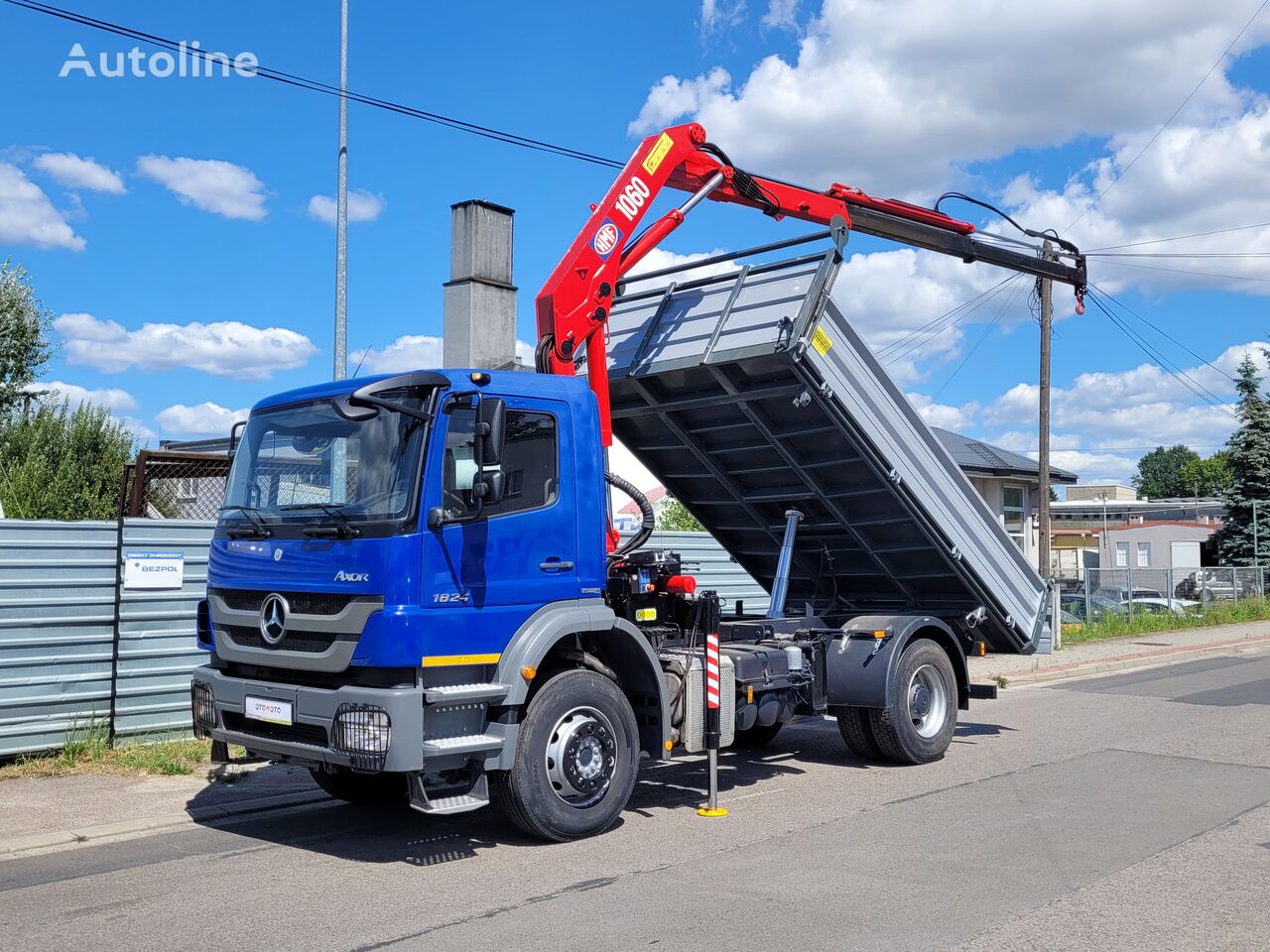 Mercedes-Benz AXOR 1824 K HDS HMF 1060 Radiowy PILOT + Nowy Kiper 3 str. Żuraw dump truck