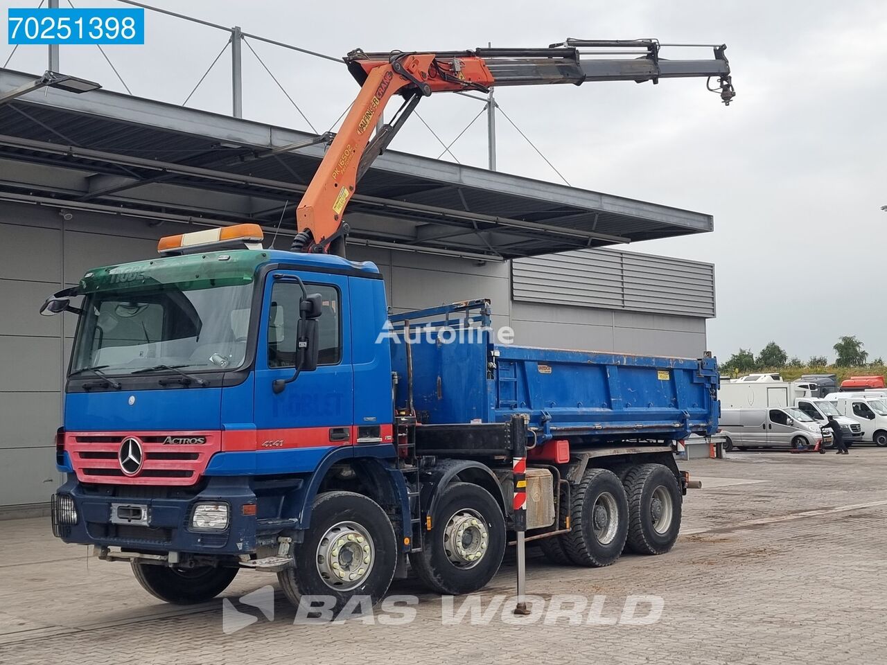 camião basculante Mercedes-Benz Actros 4141 8X4 Palfinger PK16502 Crane Kran Automatic steel sus