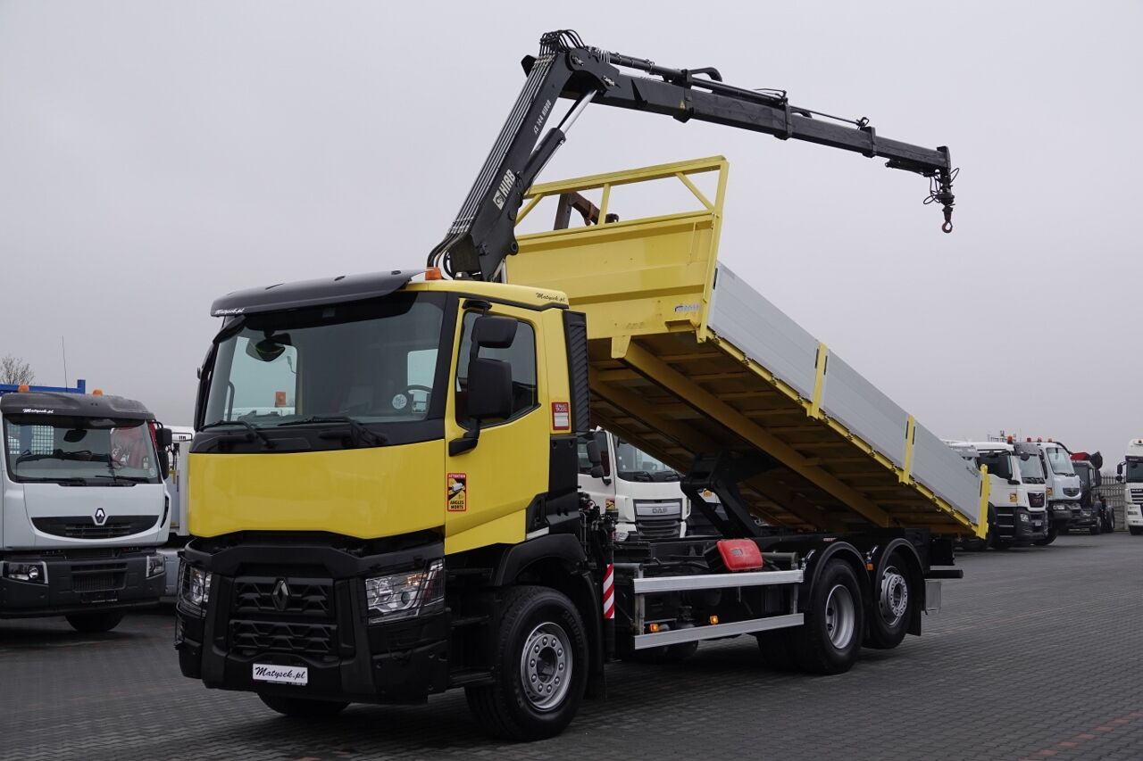 Renault C 380 / 6x2 / WYWROTKA TYLNOZSYPOWA 6,2 M + HDS HIAB 144 wysów:  kiper - Autoline