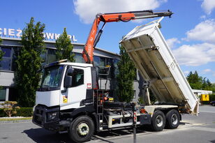 самосвал Renault C380 6×4 3-way tipper with HDS Fassi F195 lifting capacity 8.5t