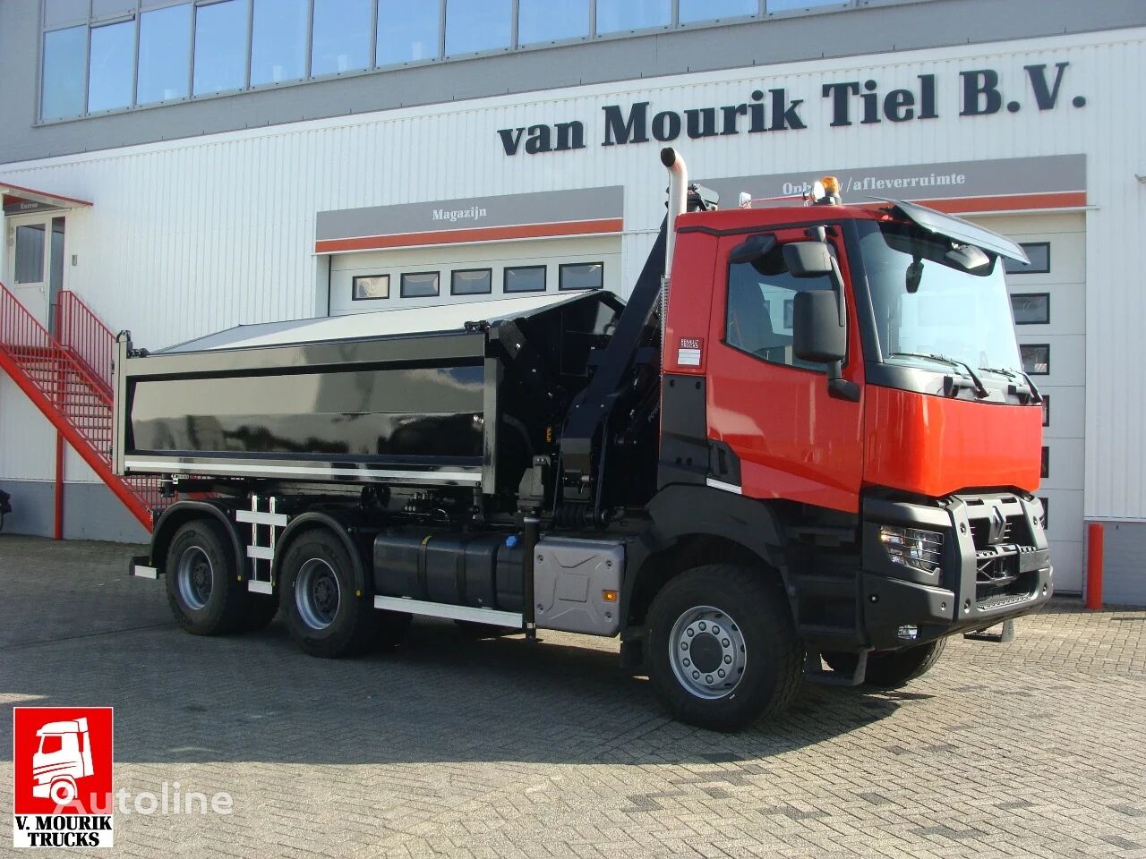 camion-benne Renault K 480 13 LITER P6X6 - HMF KRAAN + HYVA 3 ZIJDIGE KIPPER - EURO 6 neuf