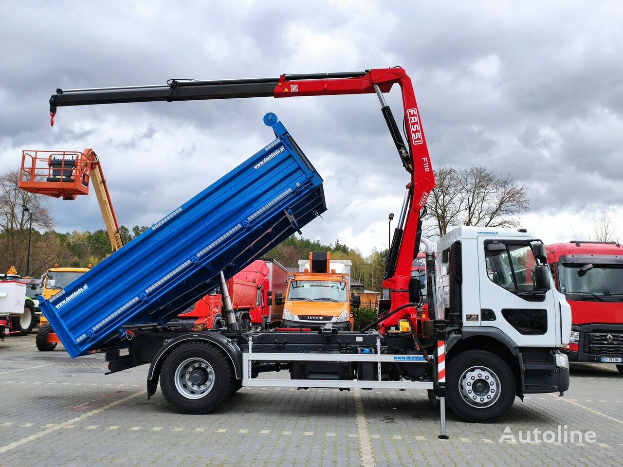 camion-benne Renault PREMIUM 18.280 4x2 HDS Fassi F110+Wywrotka Ład-8220kg DMC 18ton