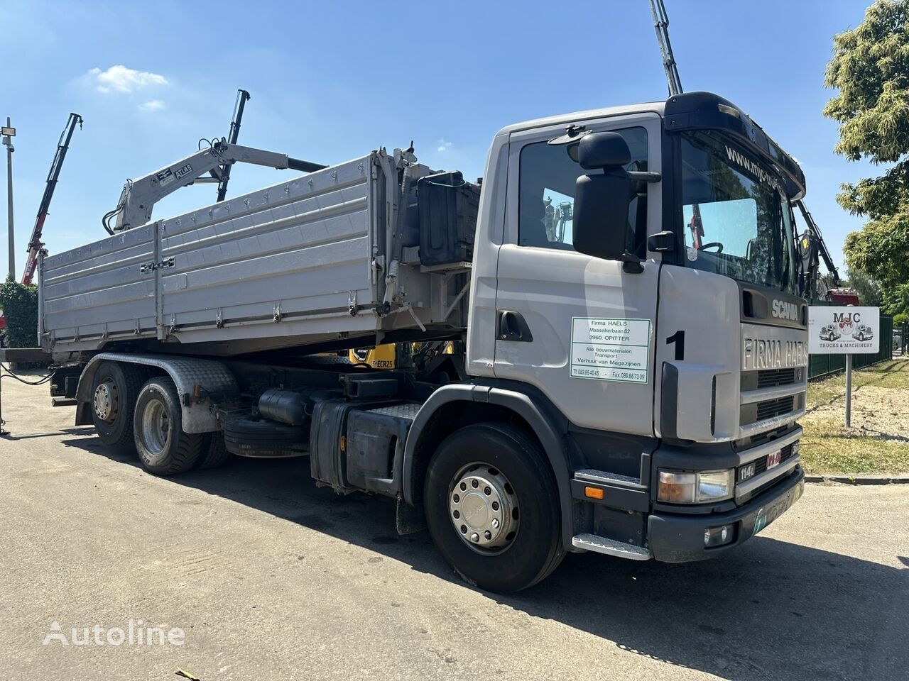 camion-benne Scania 114L-380 6x2 TIPPER + (removable) CRANE ATLAS AK4002 - RETARDER