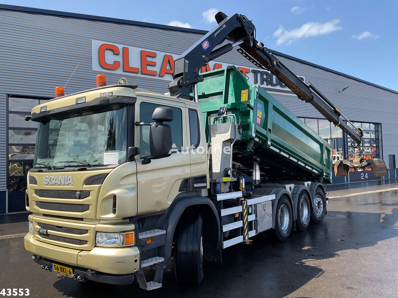 camião basculante Scania P 410 8x4 Euro 6 HMF 18 Tonmeter laadkraan