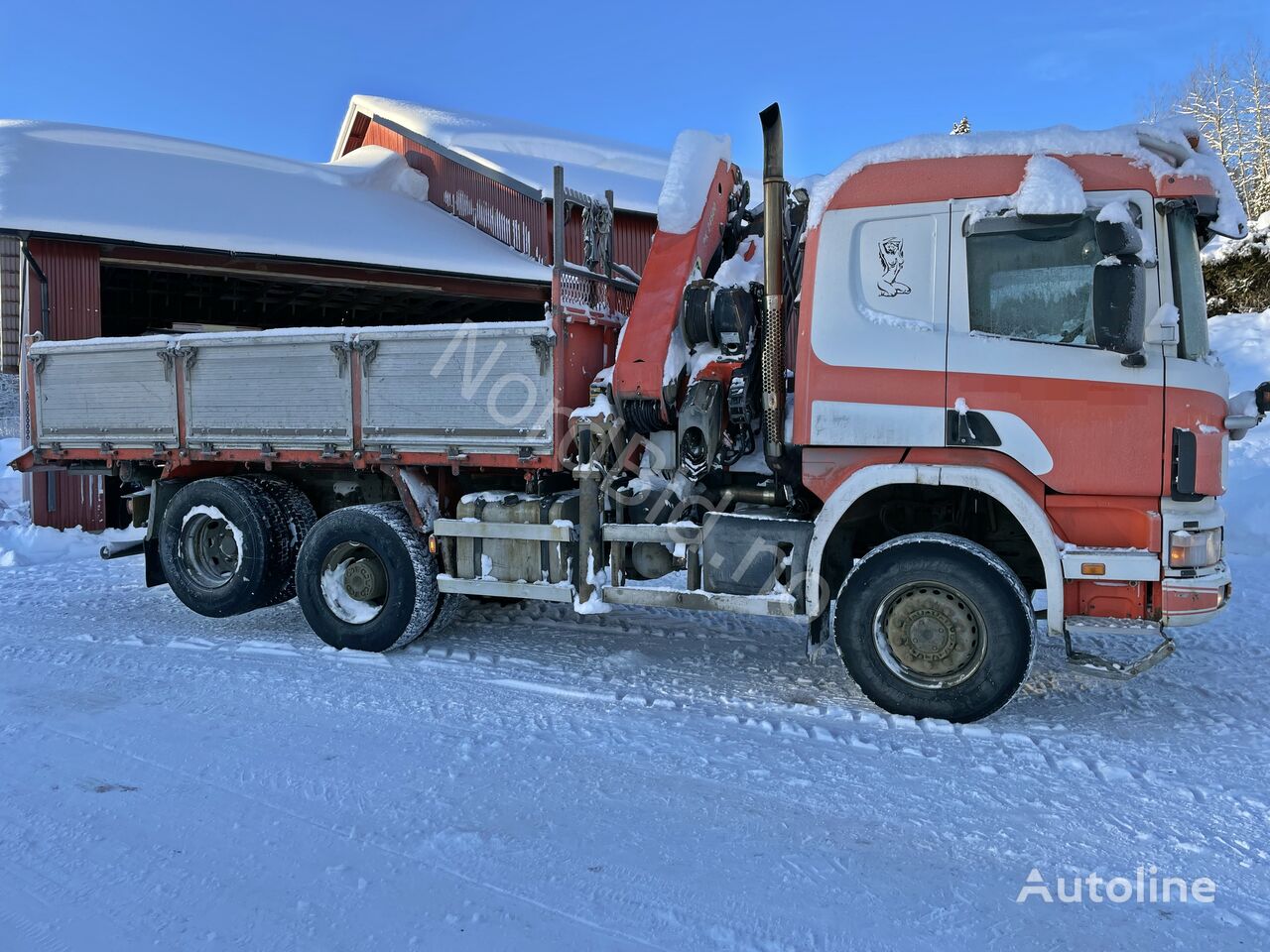 Scania P124 *4x4 AWD! *3 axles *DUMPER 3-way+crane PK 24500+WINCH kipper vrachtwagen