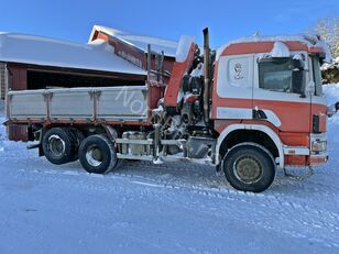 camion-benne Scania P124 *4x4 AWD! *3 axles *DUMPER 3-way+crane PK 24500+WINCH