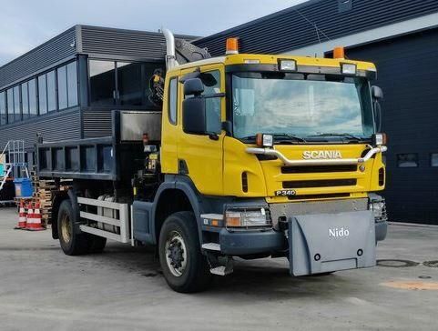 camion-benne Scania P340 4x4 **2 units low km*, tipper with Fassi