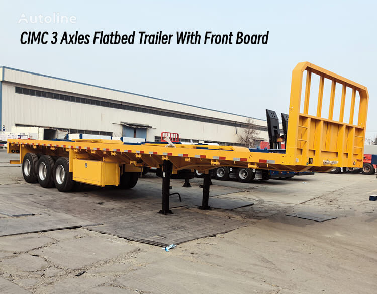 neuer CIMC 3 Axles 60Ton Flatbed Trailer With Front Board for sale in Zimba Pritschenauflieger