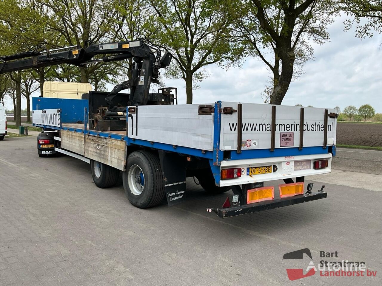 semi-remorque plateau Jumbo TO 200 S3 2 assen steentrailer met gestuude as en HIAB R-125 F2