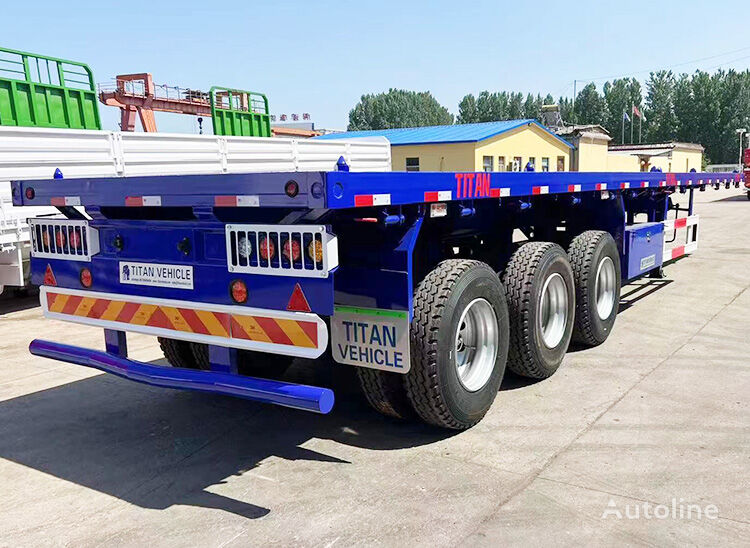 新平板半挂车 TITAN 40Ft 3 Axle Container Flatbed Trailer Price in Zimbabwe -F