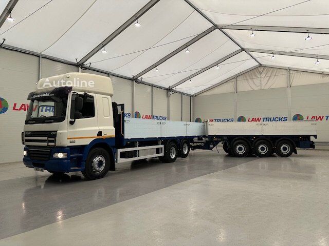 DAF CF85 410 kamion s ravnom platformom + prikolica sa ravnom platformom - Autoline