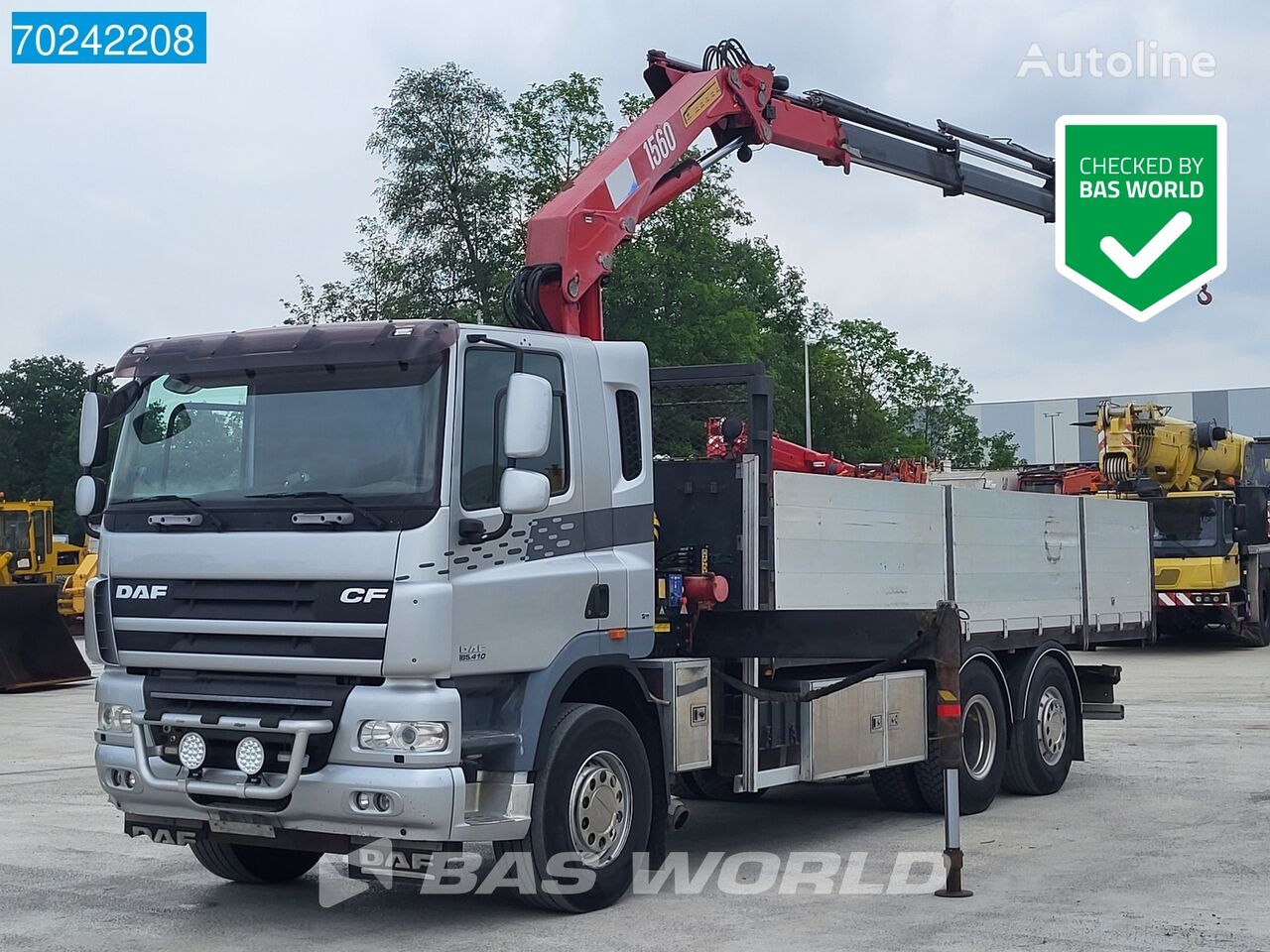 DAF CF85.410 6X2 HMF 1563 K4 Remote Lift+Lenkachse flatbed truck