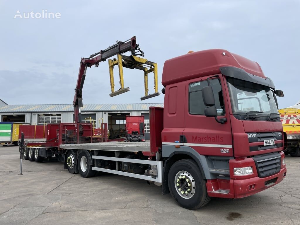 DAF CF85 460 EURO 5 SPACE CAB 6X2 BRICK GRAB DRAWBAR OUTFIT – 2013 – flatbed truck