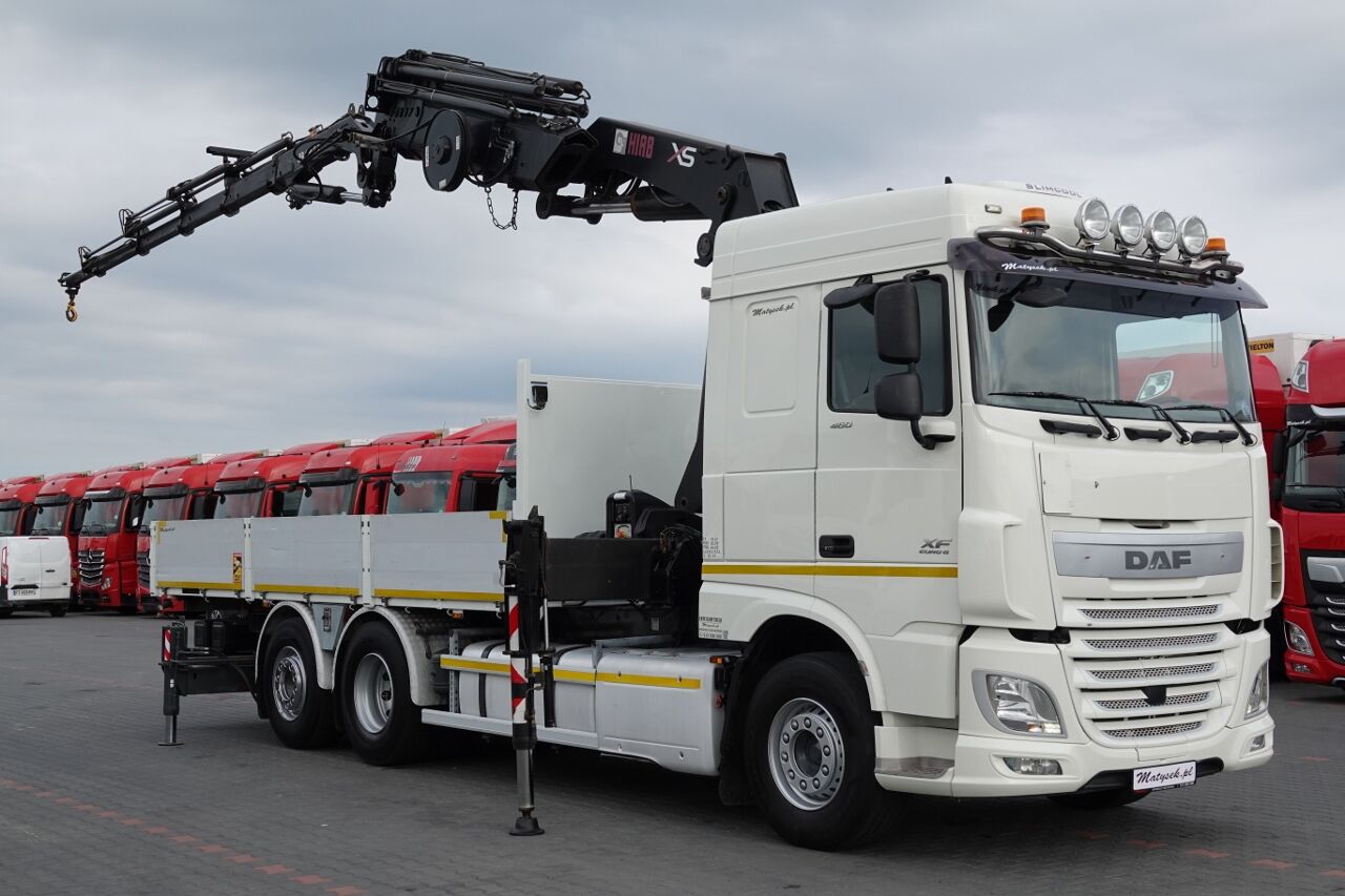 DAF XF 460 / 6x2 / SKRZYNIOWY 6.1 M + HDS HIAB 477 E-6 HIPRO + FLY J flatbed truck