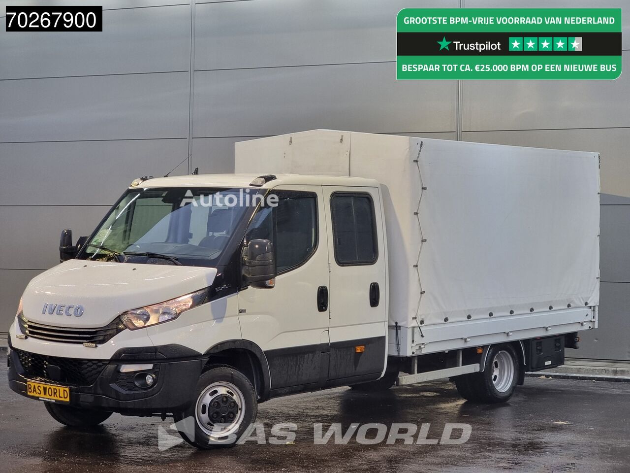 IVECO Daily 50C18 3.0L Automaat Dubbel Cabine Open laadbak Huif Navi A flatbed truck