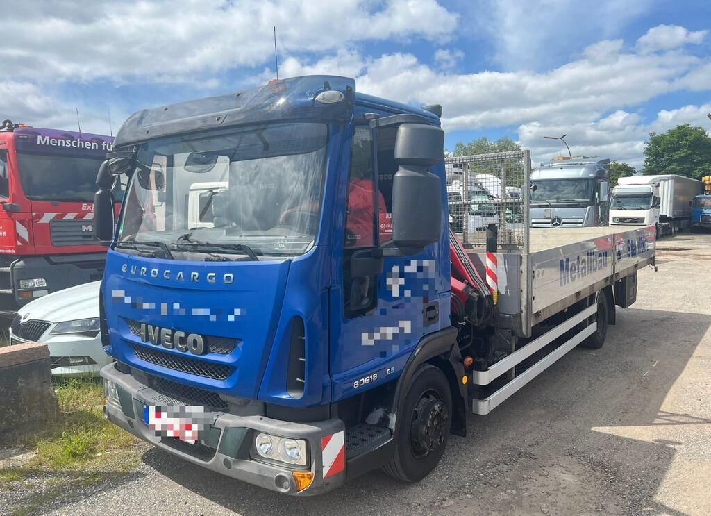 камион со рамна платформа IVECO EUROCARGO ML80 E16 Lange Pritsche mit Kran