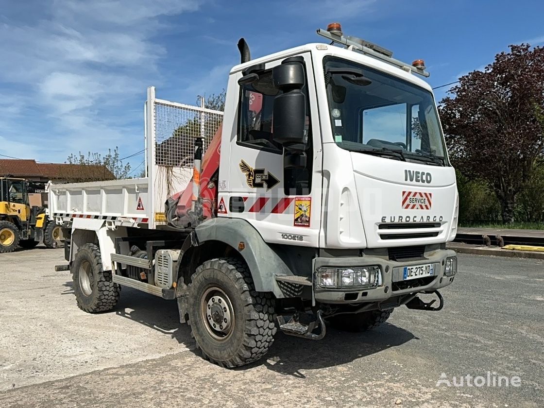 IVECO Eurocargo 100E18 4x4 tipper with Fassi crane open laadbak vrachtwagen