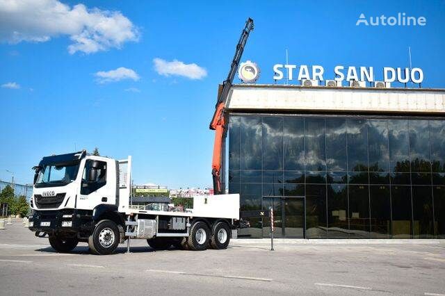 camion plateau IVECO TRAKKER 6x4 PALFINGER PK 18502 CRANE EURO 6