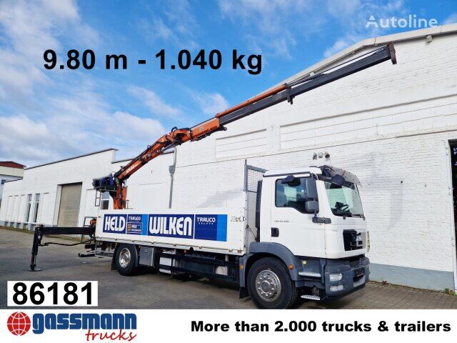 camion plateau MAN TGM 18.340 4x2 BL, Atlas Ladekran 135.2 V, 9.8m