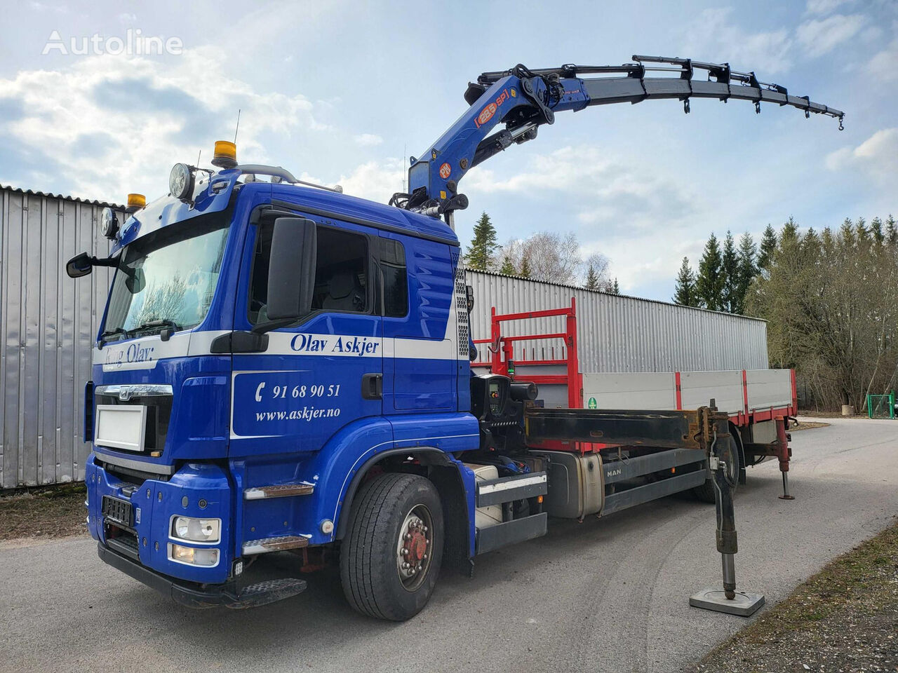 MAN TGS 18.400 4X4H BL HYDRODRIVE PM28.5 SP CRANE flatbed truck