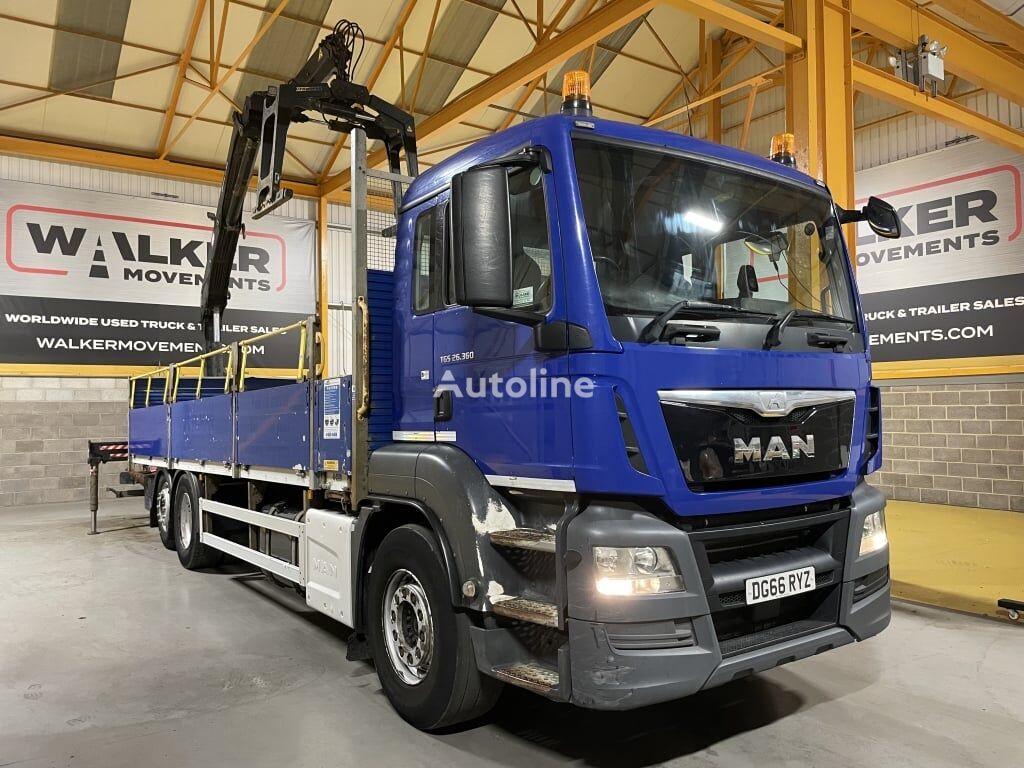 camion plateau MAN TGS 26.360, *EURO 6* 6X2 26 TONNE DRAWBAR SPEC BRICK GRAB – 2016