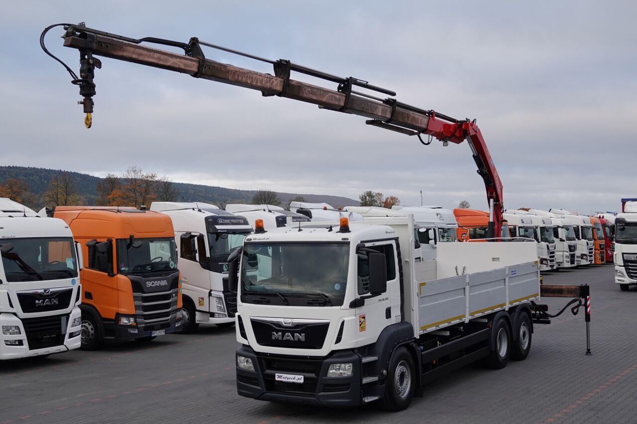 MAN  TGS 26.400 / 6x2 / SKRZYNIOWY - 6,6 M / HDS FASSI 175 -wysów 14 flatbed truck