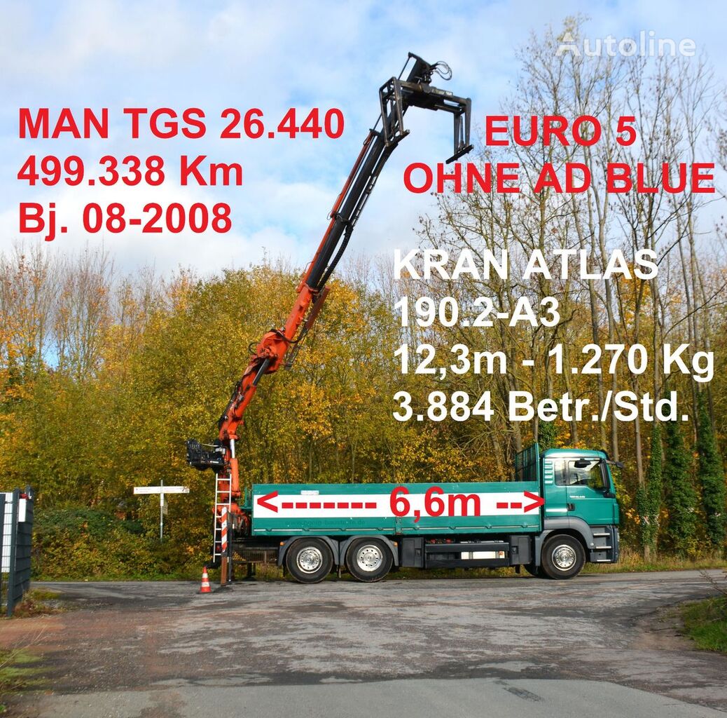 MAN TGS 26.440  kamion s ravnom platformom