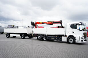 MAN TGS / 26.470 / 6 X 2 / ZESTAW SKRZYNIOWY + HDS / PALFINGER PK 20 kamion s ravnom platformom + prikolica sa ravnom platformom