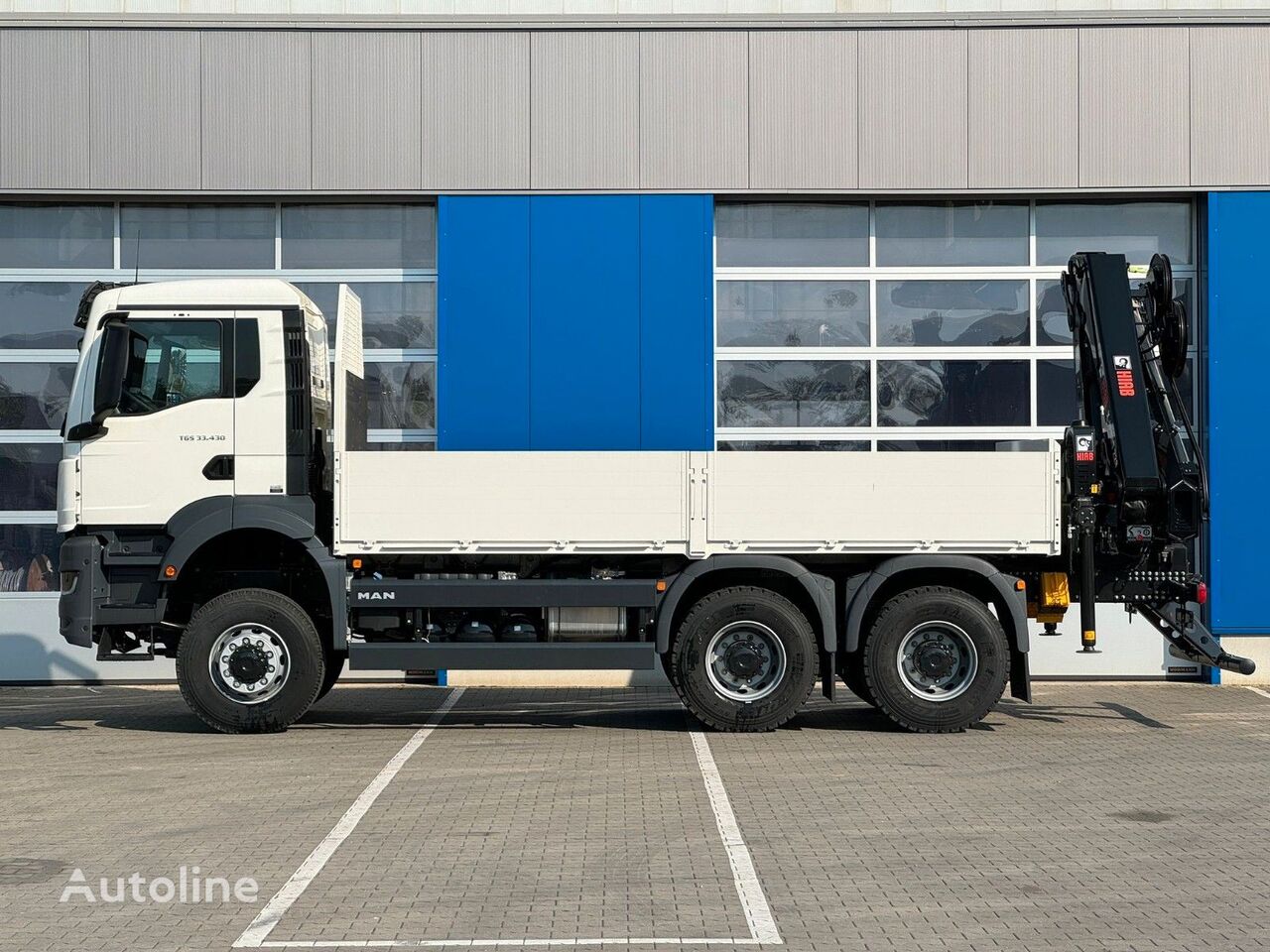 جديدة شاحنة مسطحة MAN TGS 33.480 Pritsche HIAB 258-7 Seilw. Brunnenbau