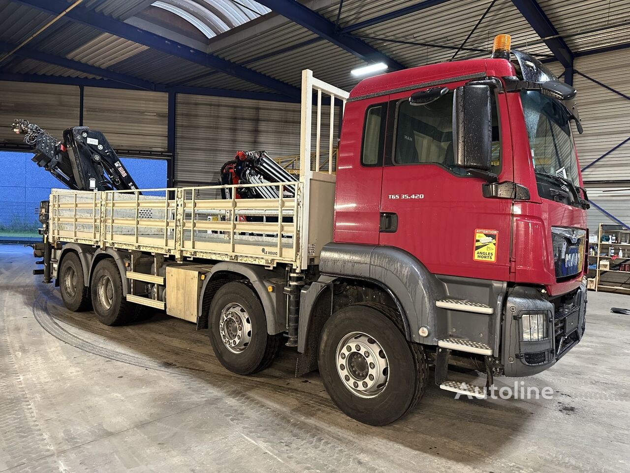 MAN TGS 35.420 8x4 PLATFORM 6m55 + CRANE HIAB X-HIPRO 302 EP-5 - 192 flatbed truck