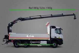 camion plateau Mercedes-Benz AROCS 2643 / 6x4 / SKRZYNIOWY - 6,3 M / HDS HIAB X- HIDUO 188 ES