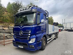 camion plateau Mercedes-Benz Actros 2553 6x2 Kranbil m/ 19 t/m Palfinger kran