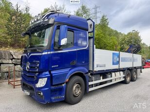 camion plateau Mercedes-Benz Actros 2553 6x2 Kranbil m/ 19 t/m Palfinger kran
