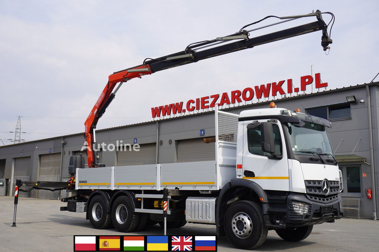 Camião de caixa aberta Mercedes-Benz Arocs 2633 flatbed truck / Crane FASSI F155A.0.23 / REMOTE CONTR - Autoline