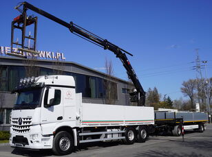 dropside camion Mercedes-Benz Arocs 6×2 2545 Crane HIAB 177 K PRO/HIPRO / steering and lifting + remorcă platformă cu obloane