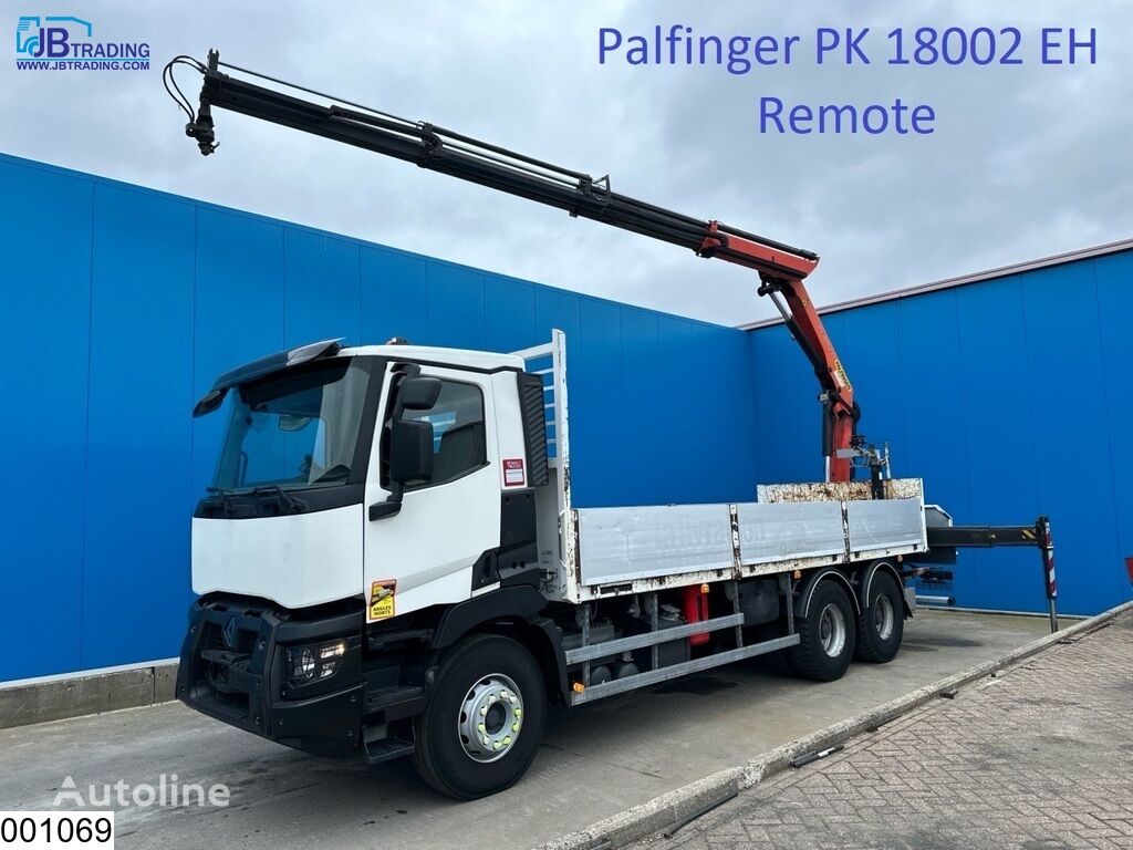 Renault C 380 6x4, EURO 6, Palfinger, Remote,Steel suspension flatbed truck