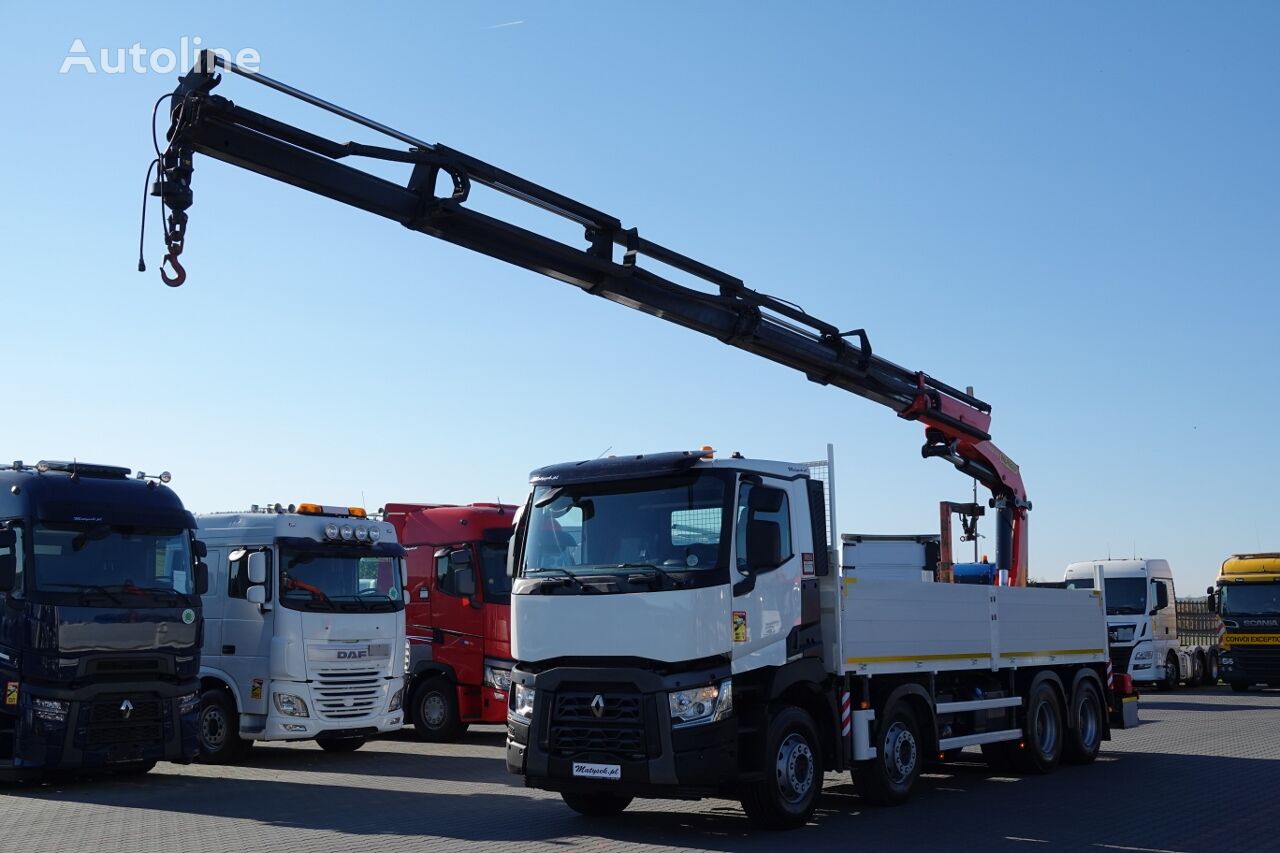 Renault C 430 / 8x4 / SKRZYNIOWY 7 M + HDS PALFINGER 33002 -wysów: 14,5  flatbed truck