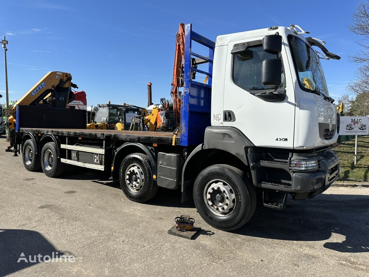 Renault KERAX 430 DXI 8x4 + CRANE EFFER 305/6S - 7m20 PLATFORM - 5/6F RO flatbed truck