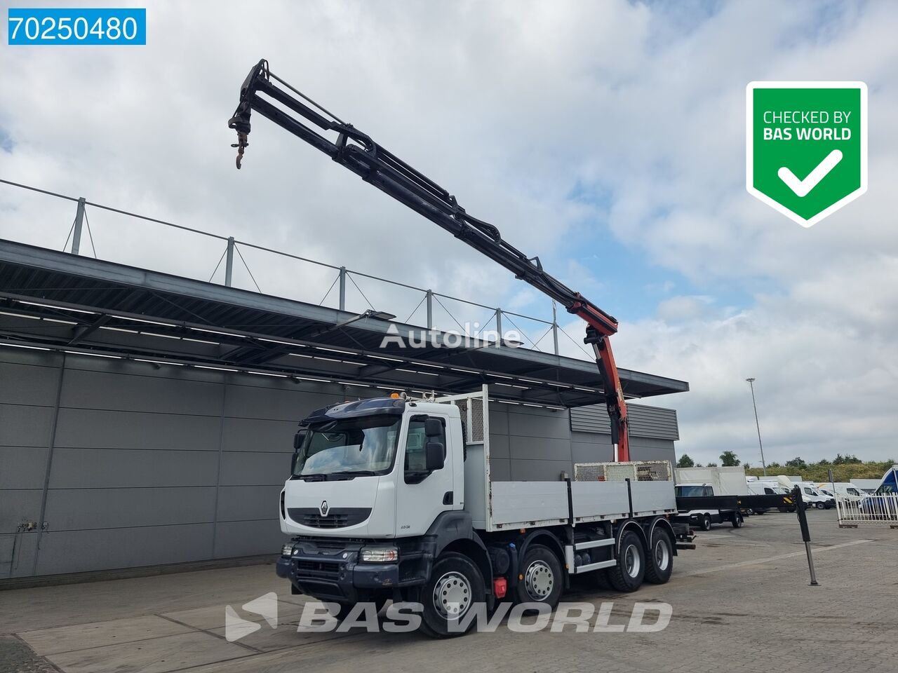 camion plateau Renault Kerax 480 8X4 Palfinger PK23.001 Big-Axle Steelsuspension Euro 5