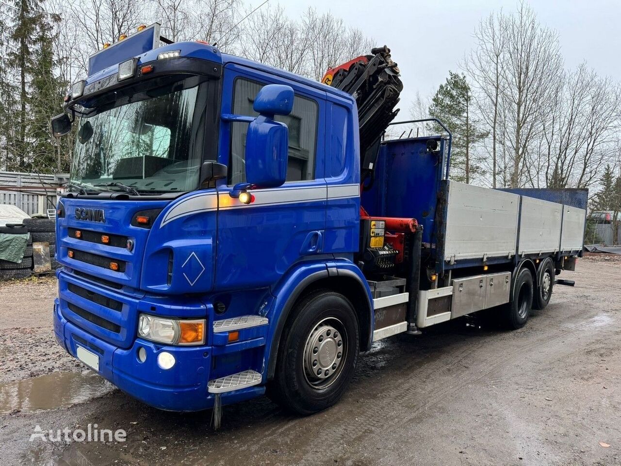 truk flatbed Scania 360 6×2 PALFINGER PK 33002