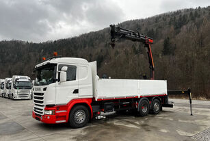 camion plateau Scania G450 // 6x2// Skrzynia 6.40x2.49 // HDS Palfinger // Oś skrętna