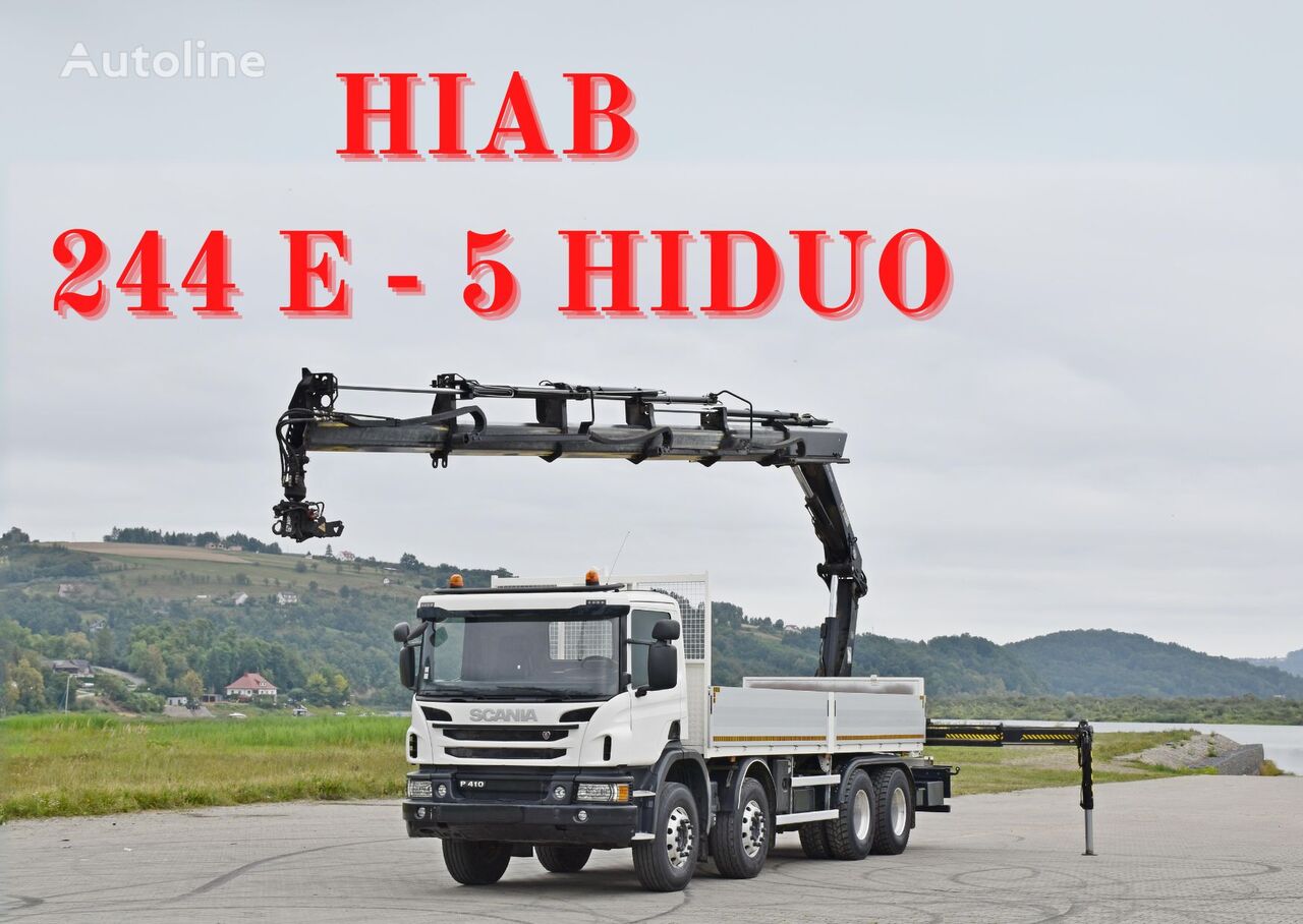 бортова вантажiвка Scania P 410 * HIAB 244 E - 5 HIPRO + FUNK * 8x4 * TOP