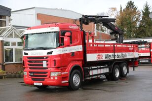 شاحنة مسطحة Scania R 400 6x2/Hiab 166K/Baustoffkran/Lift-Lenkachse