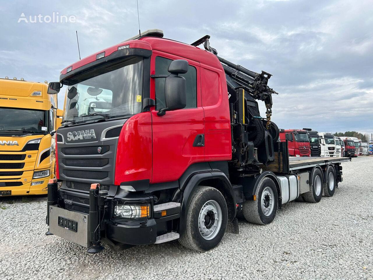 бортовой грузовик Scania R 520 Hiab 1058E-8 / KATSASTETTY + NOSTURI KYMPITETTY/ TULOSSA