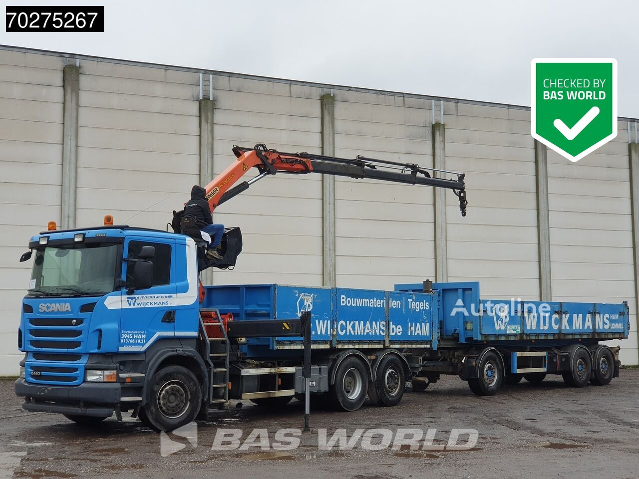 tovornjak tovorna ploščad Scania R440 6X2 Palfinger PK16001 Kran Crane Lift+Lenkachse Euro 5