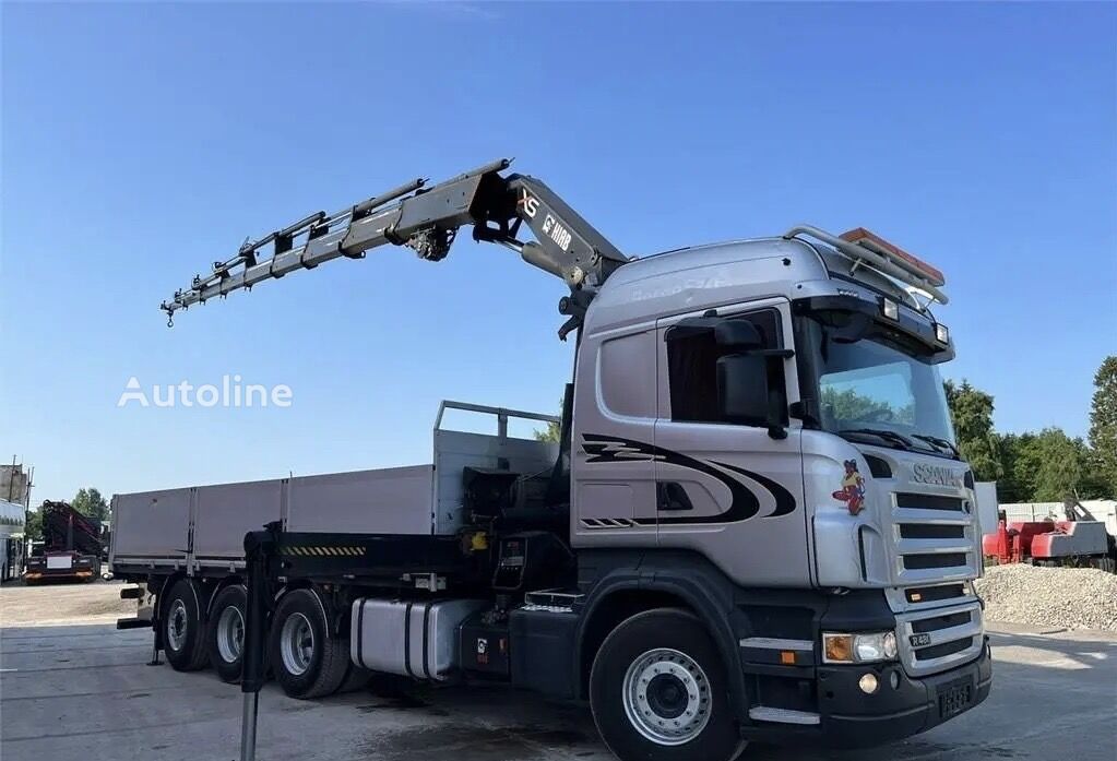 Scania R480 8x4 Hiab 377-E8 flatbed truck